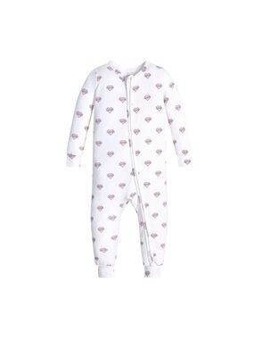 NWT SKIMS Marble Heart Banner Baby Pajama Zipper Onesie